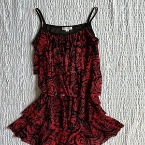 Y2K vampire core Red and Black Floral top
